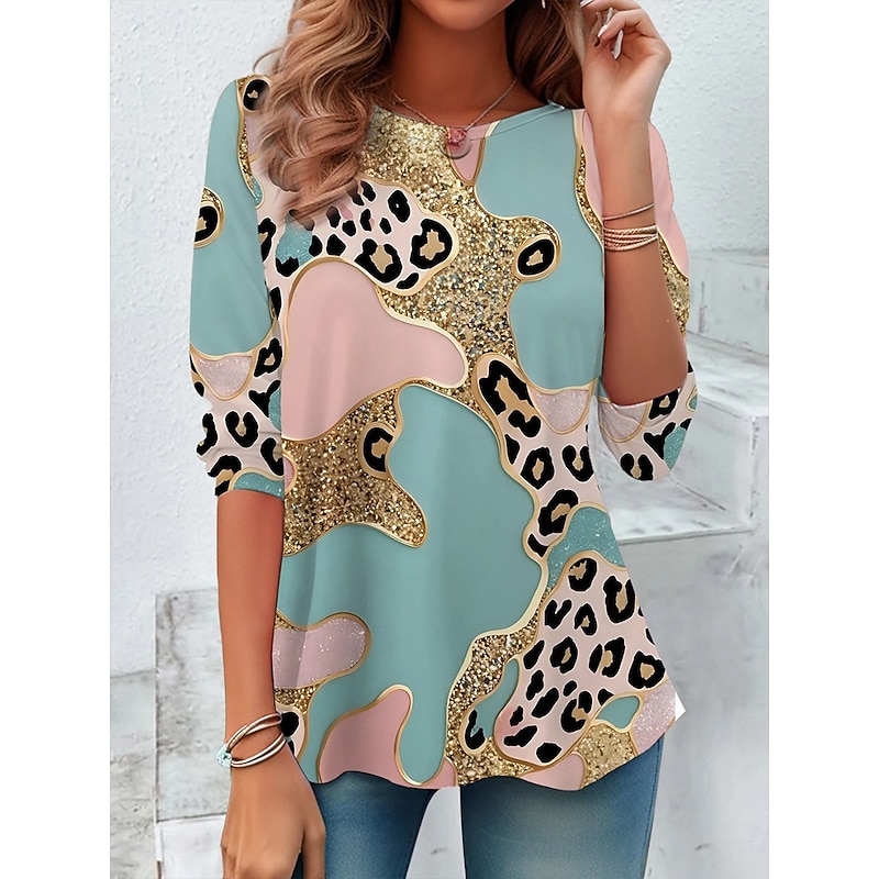 Women's T Shirt Graphic Plants Vintage Stylish Casual Long Sleeve Crew Neck Regular Tops Daily Print Yellow Blue Khaki Spring Fall Winter3