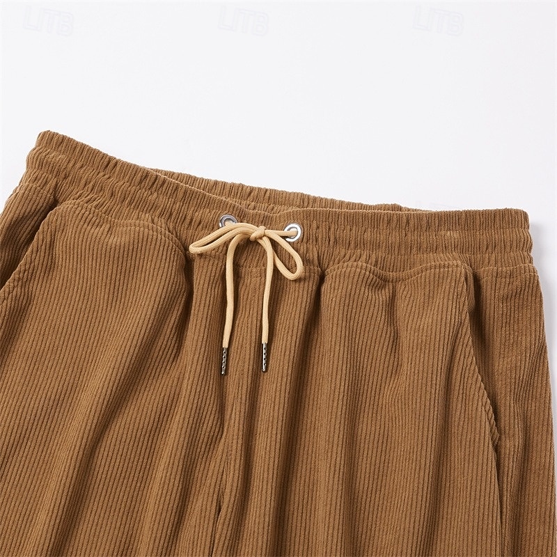 Men's Cargo Pants Joggers Trousers Corduroy Pants Casual Pants Drawstring Elastic Waist Multi Pocket Plain Comfort Full Length Outdoor Casual Daily Fashion Streetwear Black Blue Inelastic3