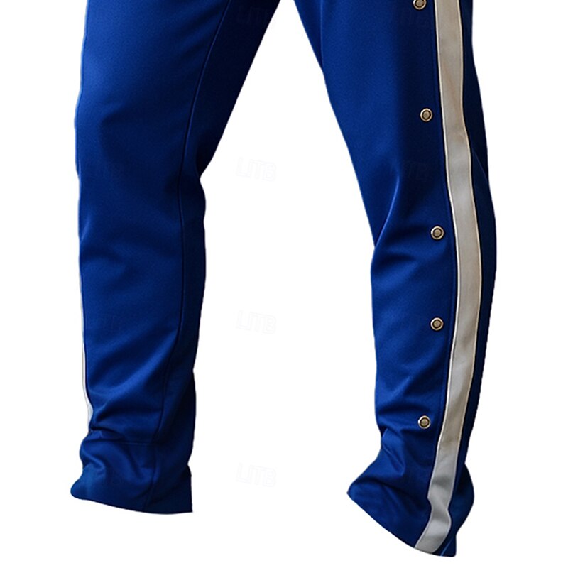 Men's Sweatpants Wide Leg Sweatpants Joggers Trousers Track Pants Drawstring Elastic Waist Side Button Plain Comfort Soft Full Length Outdoor Daily Going out Vacation Fashion Blue 1# Black3