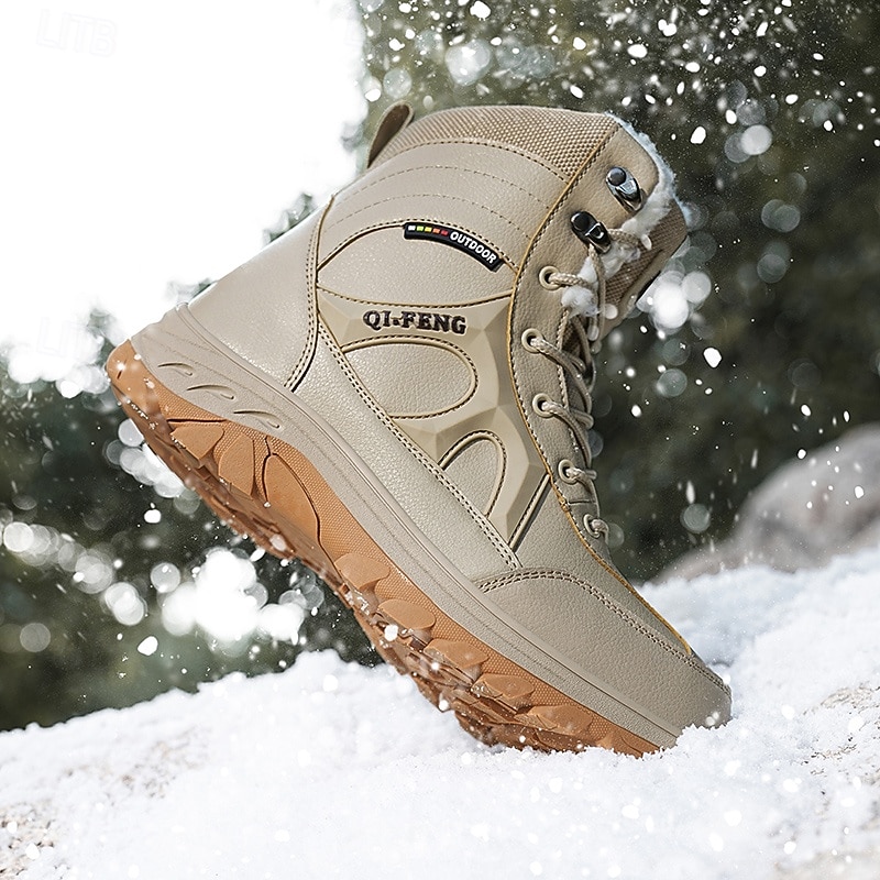 Men's Waterproof Outdoor Hiking Boots with Anti-Slip Sole, Warm Winter Snow Shoes for Cold Weather, Durable Lace-Up Trekking Footwear for Camping, Climbing and Daily Wear