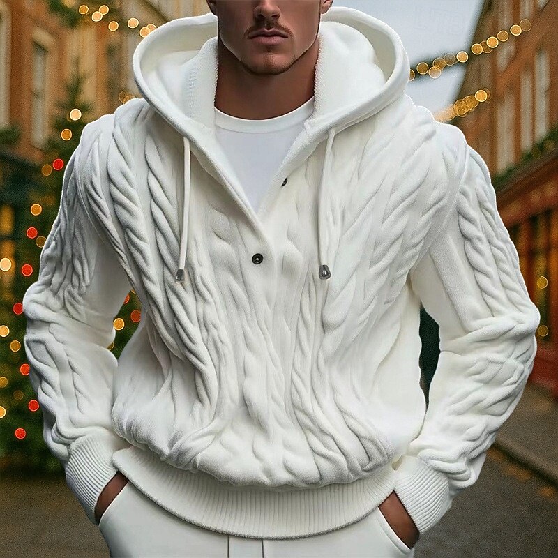 Men's Sweater Pullover Sweater Jumper Cable Knit Regular Tops Knitted Slim Fit Plain Crew Neck Christmas Knitwear Christmas Casual Clothing Apparel Fall White M L XL