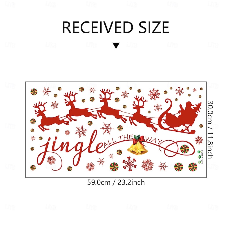 Christmas Sticker Wall Decals Creative Santa Claus Reindeer Colorful Ball Snowflake Removable Vinyl Mural Holiday Party Bedroom Living Room Study Background Wall Decoration For Home3