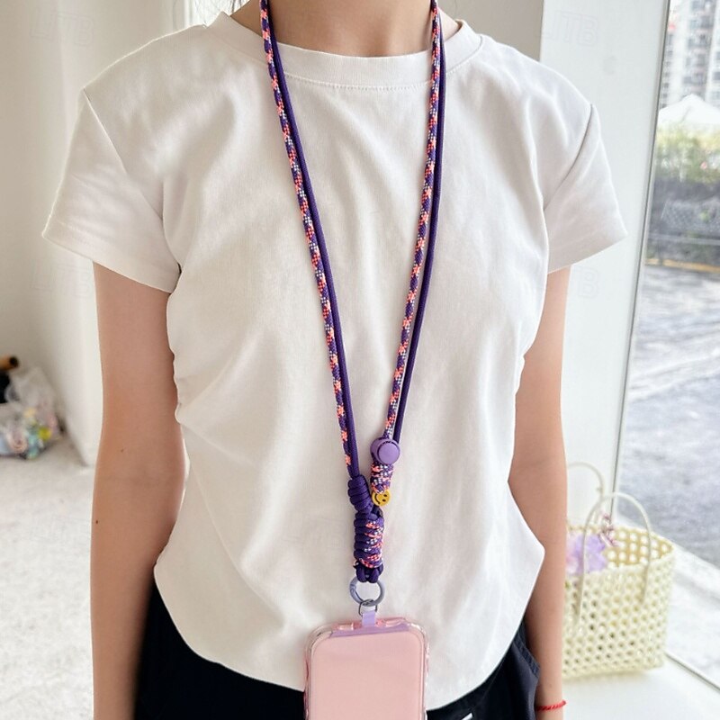 Phone Case For Lanyards Universal with Lanyard Color Gradient Geometric Pattern Polyester