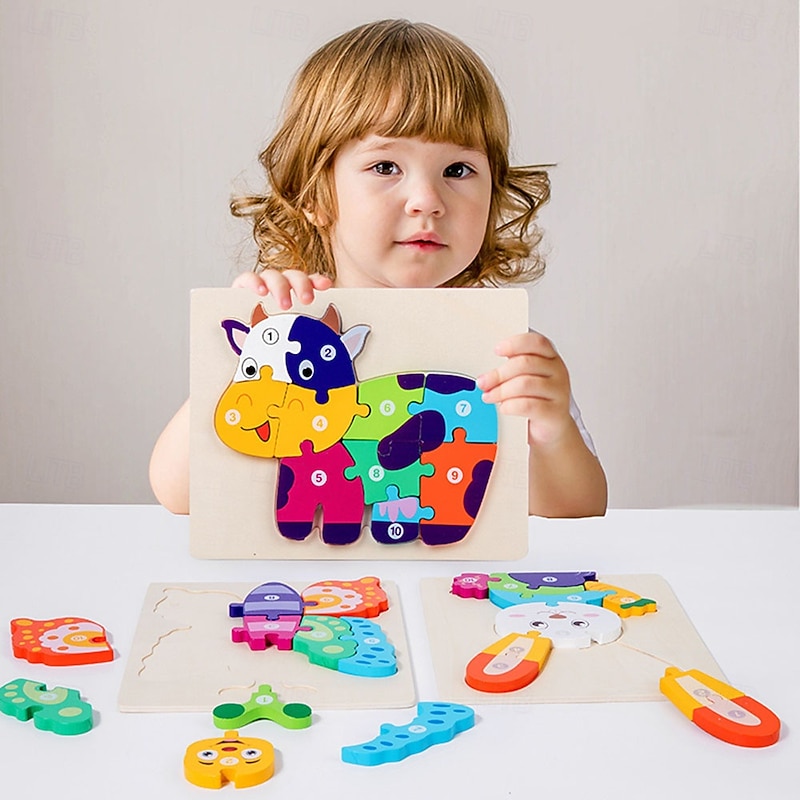 Wooden Toddler Puzzles Gifts Toys for 1 2 3 Years Old Boys Girls, Montessori Toys Educational Blocks Kids Gift Baby Learning Toy Age 1-3, 2-42