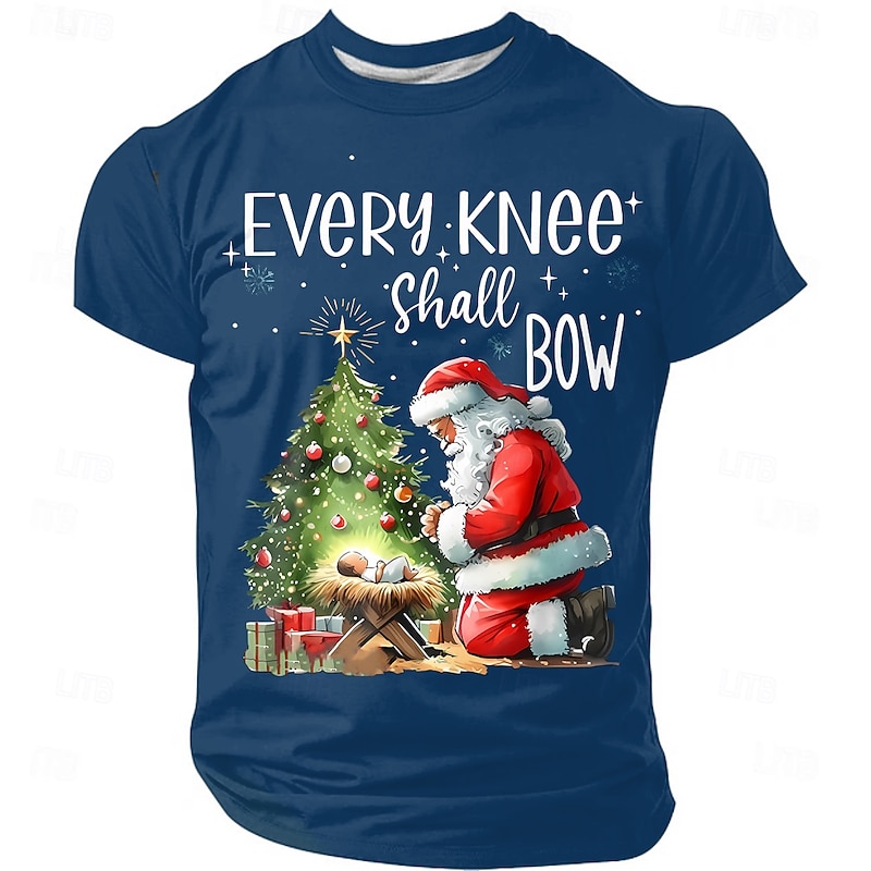 Christmas Men's Santa Claus Funny Slang T Shirt Short Sleeve T shirt 3D Print Crew Neck Shirt Daily Designer Artistic Vacation Party Street Black Blue Green All Seasons Clothing Apparel S M L XL XXL3