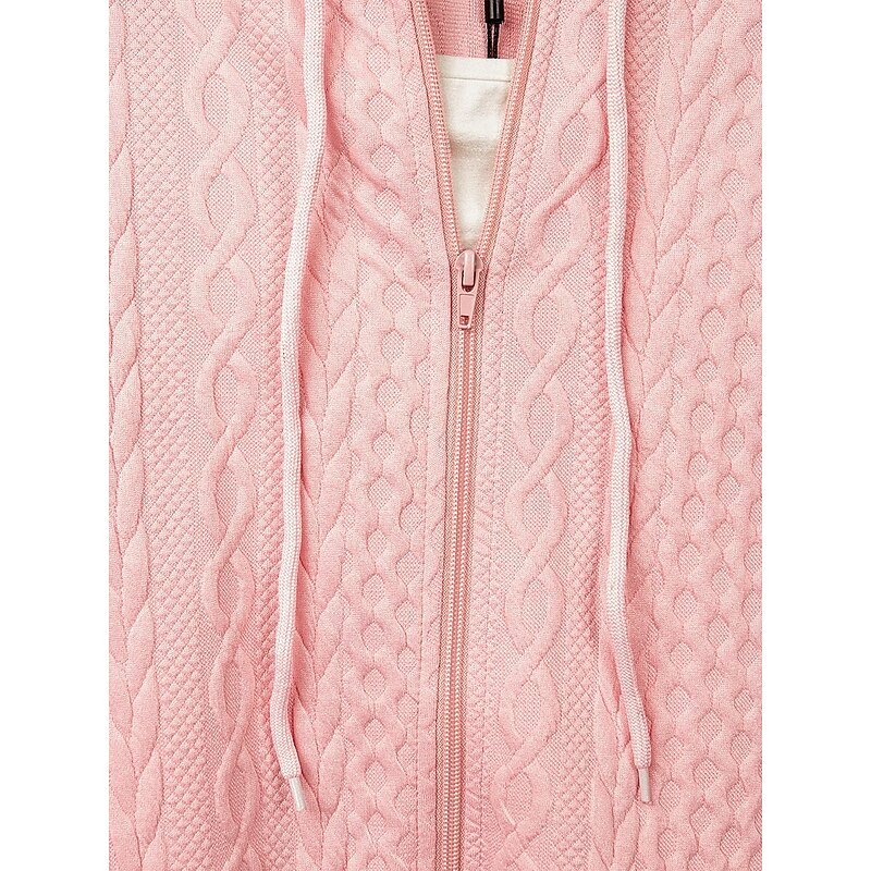 Women's Zip Up Hoodies Plain Vintage Classic Casual Long Sleeve Hooded Regular Tops Casual Drawstring Zipper Light Pink White Brown Light Blue Spring Fall Winter