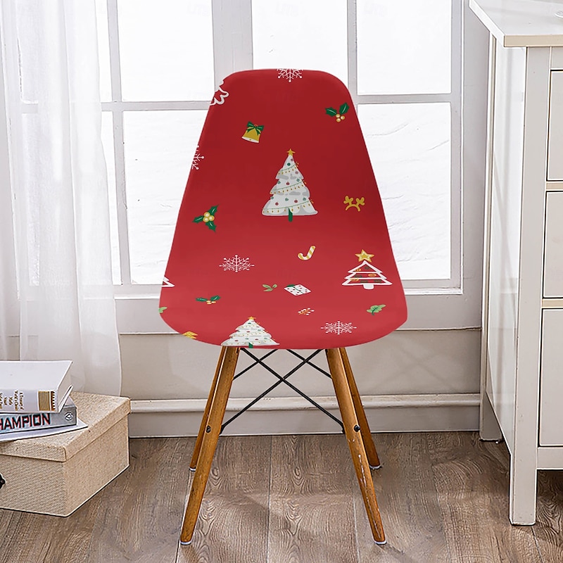 1/2/4/6pcs Christmas Milk Silk Shell Chair Covers, High Elastic Full Slip-On Washable Soft Protective Slipcovers, Decorative Dining Chairs for Parties, Restaurants, and Hotels3