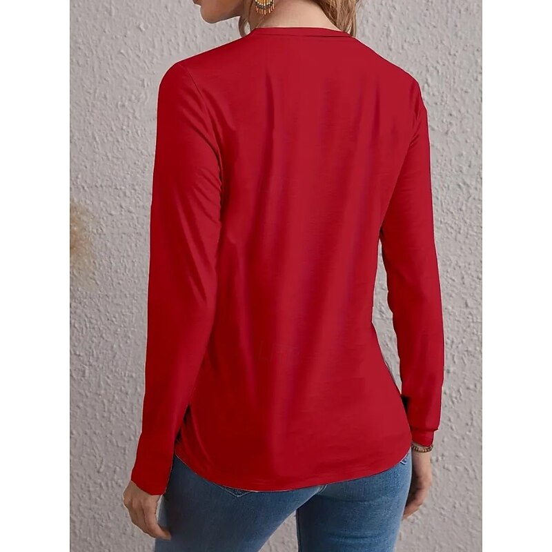 Christmas Women's T Shirt Graphic Letter Cross Vintage Fashion Stylish Long Sleeve Crew Neck Round Neck Regular Tops Daily Weekend Print Black Yellow Red Blue Spring Fall Winter4