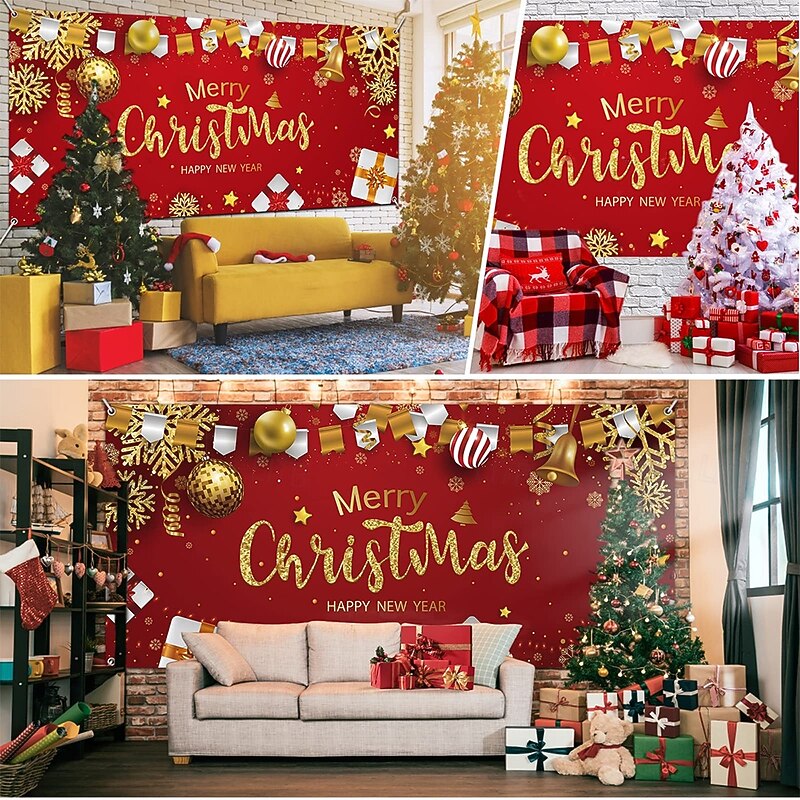 Christmas Banners Garage Door Cover Large Hanging Backdrop Christmas Shop Gift Cute 3D Party Outdoor Holiday Shooting Backgrounds Yard Home Decor2
