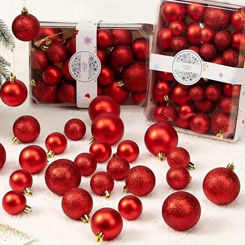 42Pcs Christmas Ball Ornaments Baubles for Christmas Tree, Shatterproof Hanging Balls Xmas Decorations, Holiday Party Home Décor Supplies2
