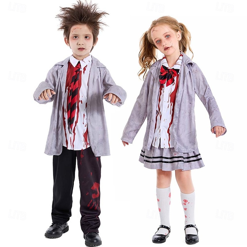 Zombie Halloween Outfits Fancy Costume Group & Family Halloween Costumes Horror Scary Cosplay Kid's Boys' Girls' Halloween Carnival Performance Party Easy Halloween Costumes Dress Up