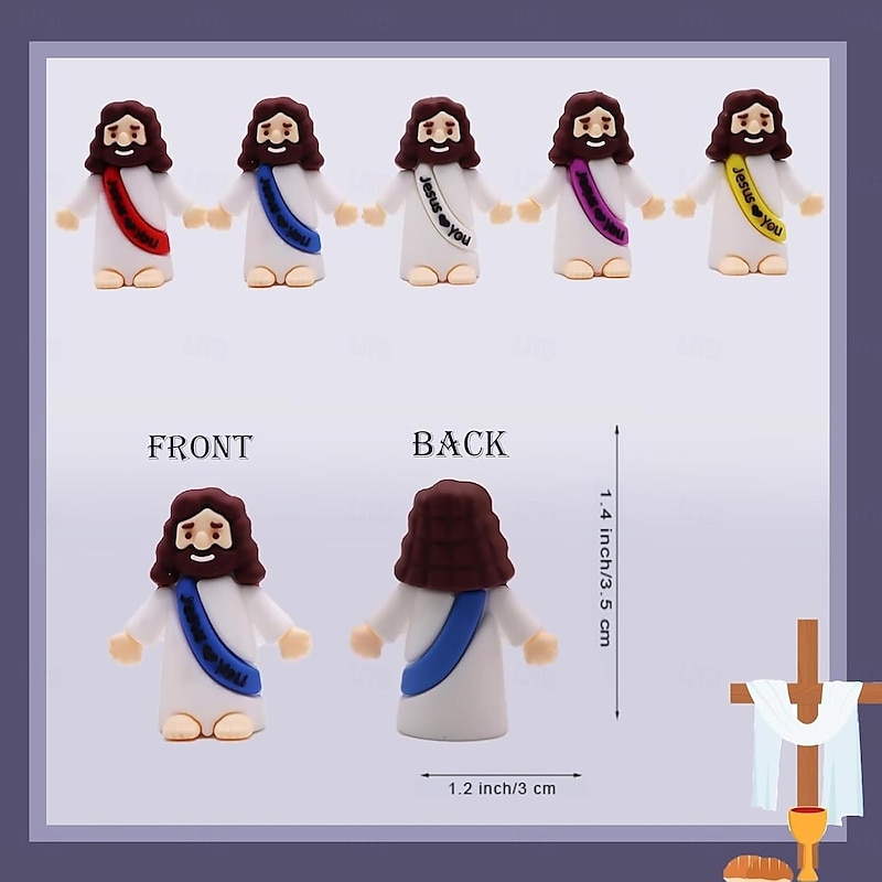 50/100pcs Little Jesus Figures, Mini Jesus Figurines in Bulk, Christmas Stocking Stuffers Gift Multicolor Tiny Jesus Figures, Miniature Figurines to Hide2