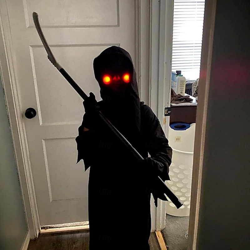 Glowing Red Eyes Glasses Scary Grim Reaper Cosplay Halloween Costume Accessories Light up Glasses Eyewear Rave Party Favors4