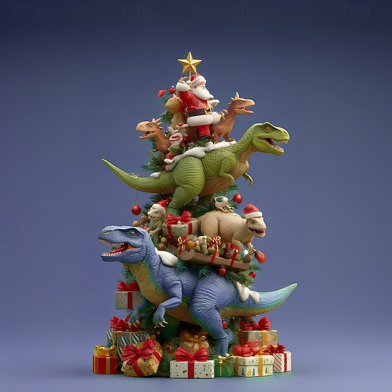 Christmas Men's Santa Claus Dinosaur Christmas Tree Shirt Button Up Shirt Long Sleeve Funny Outdoor Holiday Spring Fall Turndown 3D Print Collared Shirts Purple Green Khaki4