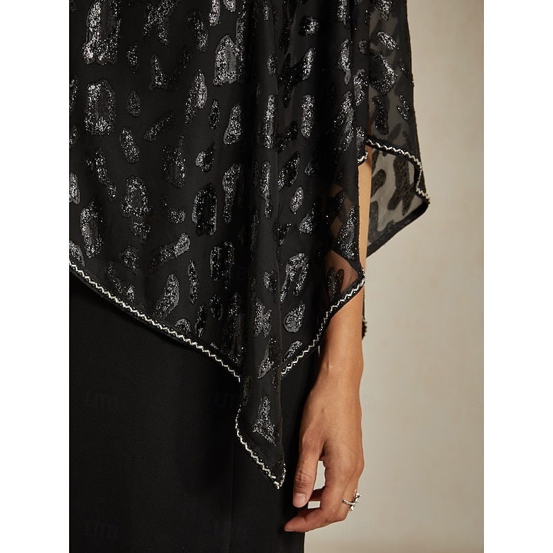 Women's Midi Dress Sheath Dress Elegant Party Semi Formal Wedding Party Wedding Guest Regular Fit Leopard Sleeveless Crew Neck Black Spring Fall Winter4