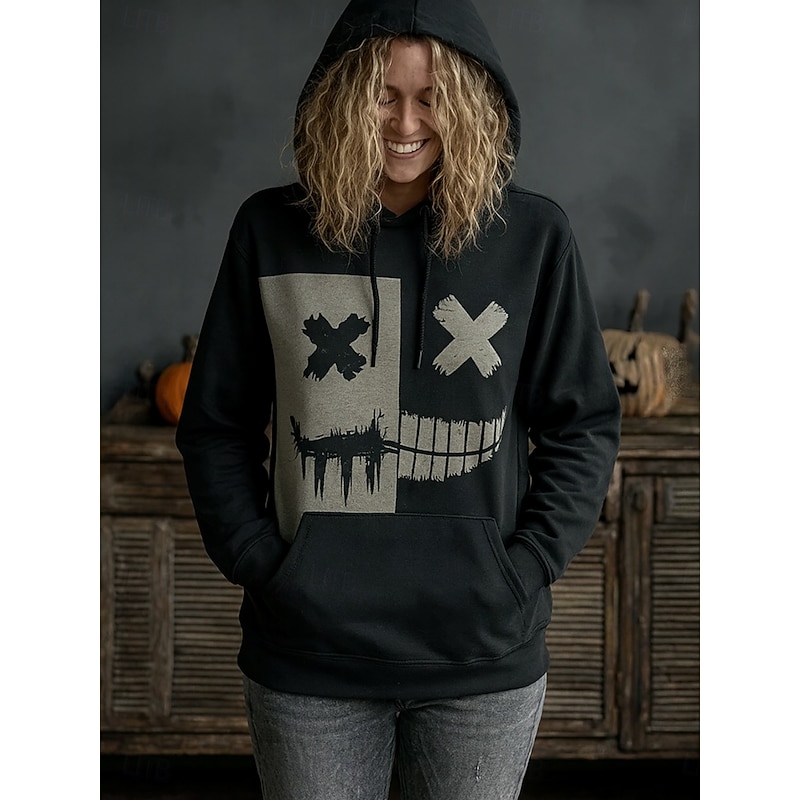 Women's Pullover Hoodie Sweatshirt Graphic Fashion Casual Long Sleeve Hooded Regular Tops Street Dailywear Casual Drawstring Pocket Print Black Orange Khaki Fall Winter3