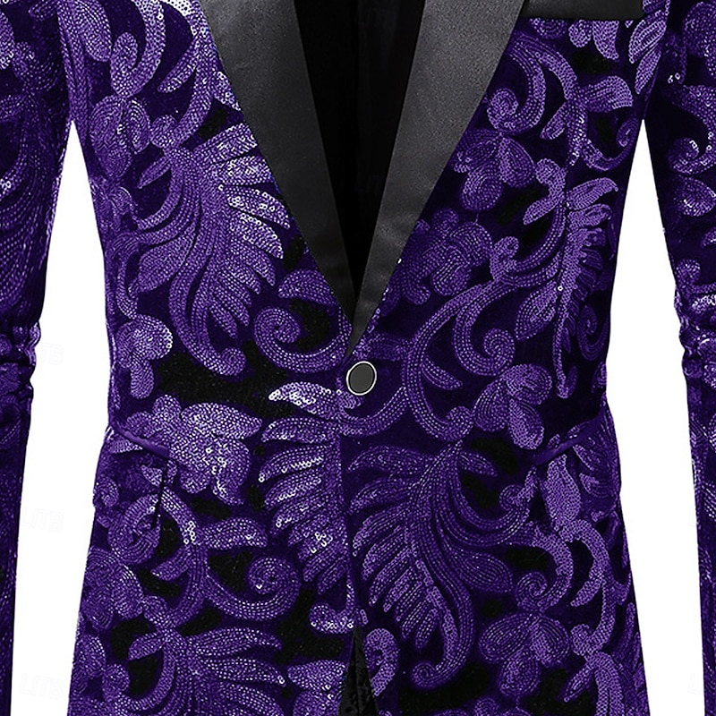 Men's Blazer Jacket Closure collar Fashion Floral Blazer Red Blue Purple Slim Fit Single Breasted One-button2