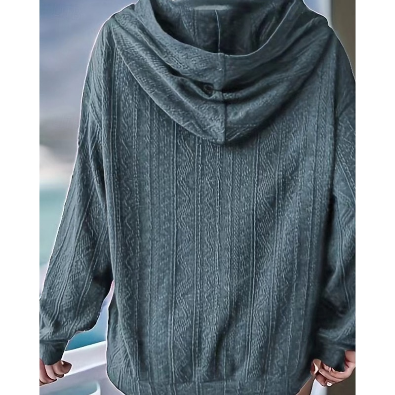 Women's Pullover Hoodie Sweatshirt Plain Casual Long Sleeve Hooded Regular Tops Street Dailywear Patchwork Black Brown Gray Fall Winter2