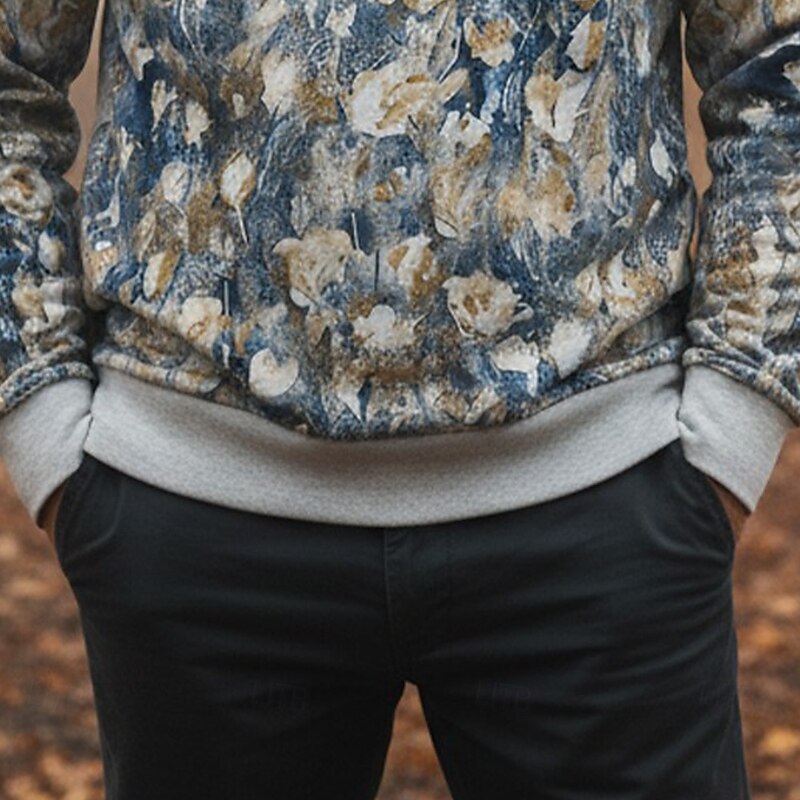 Men's Ditsy Floral Flower / Plants Sweatshirt Sweatshirts Long Sleeve Sweatshirt Crewneck Vintage Retro Graphic Print Holiday Going out Festival Print Fall Winter3