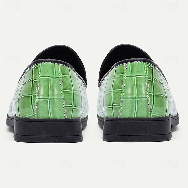 Men's Green  Faux Leather Loafers – Stylish Slip-On Design with High-Quality Crocodile Print, Ideal for Smart-Casual Occasions, Dinner Parties and Weekend Outings4