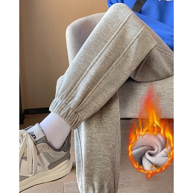 Women's Joggers Chinos Vacation Vintage Streetwear Full Length Medium Waist Plain Drawstring Pocket Soft Stretchy Outdoor Vacation Daily Light Gray Dark-Gray Black Summer Spring Fall Winter Regular