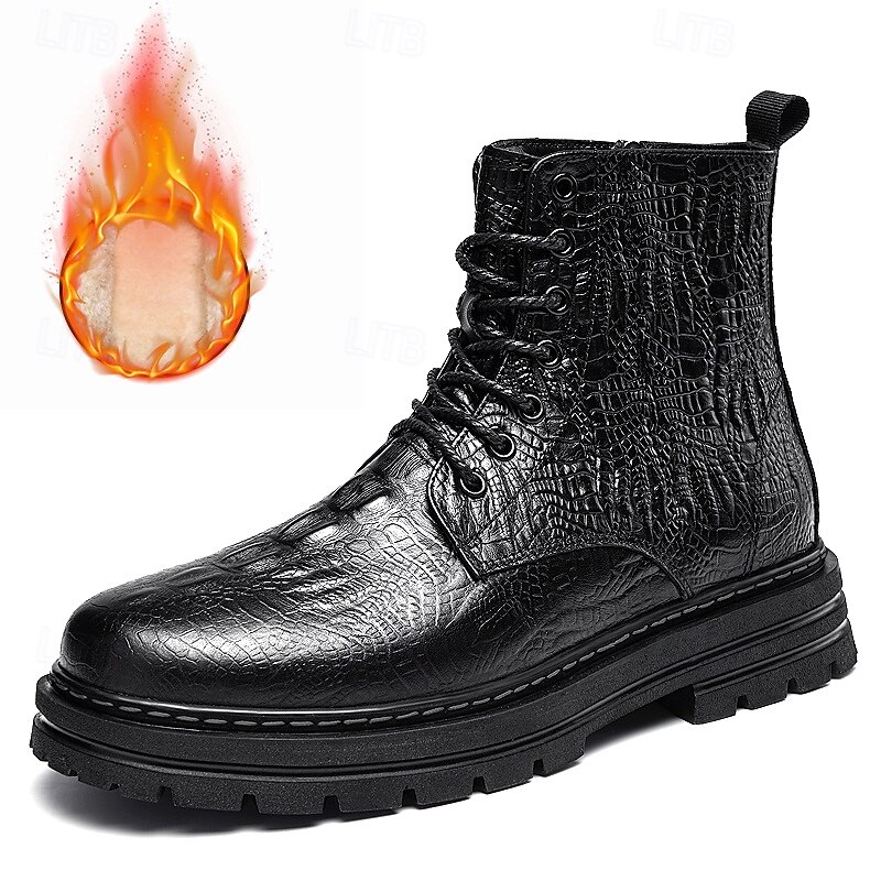 Men's High - Top PU Leather Winter Boots | Warm Insulated Design & Anti - Slip Sole