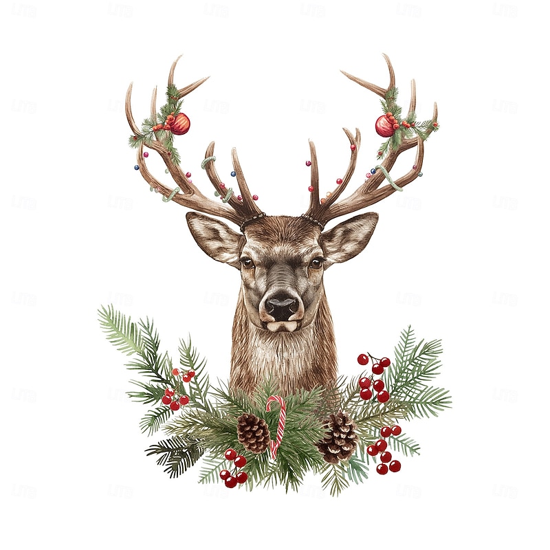 Christmas Sticker Wall Decals Cartoon Reindeer Pinecone Removable Vinyl Mural Holiday Party Glass Window Door Bedroom Living Room Decoration Gift For Christmas Festival Atmosphere4