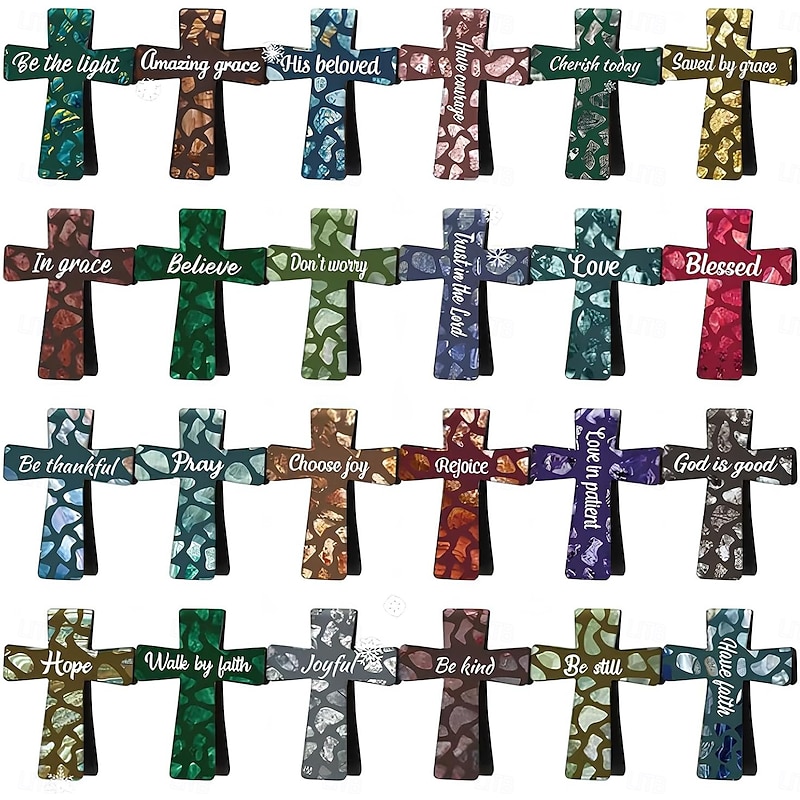 12/16/24PCS Magnetic Cross Bookmarks Gifts, Christian Magnetic Bookmarks for Women, Magnetic Bible Verse Book Marks with Inspiration Sayings, for Bible Study, Readers, Teachers, Students4