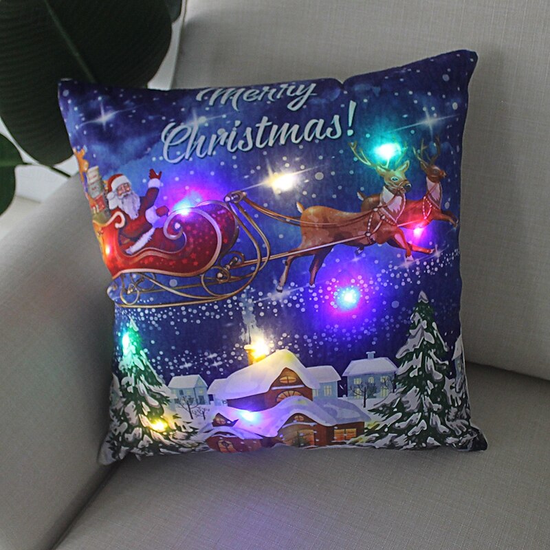 New Christmas LED Light Pillow, Decorative Cushion with Colorful Lights, Ultra-Soft Short Plush Pillow Cover4