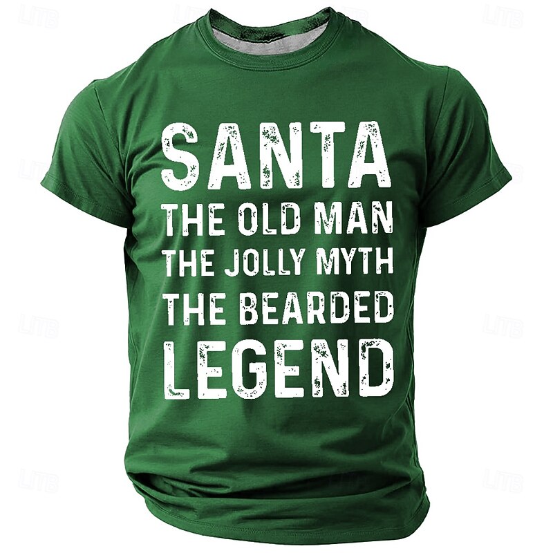 Men's T Shirt Santa Claus Funny Crew Neck Clothing Apparel 3D Print Outdoor Christmas Gifts Party Short Sleeve Cool Daily4