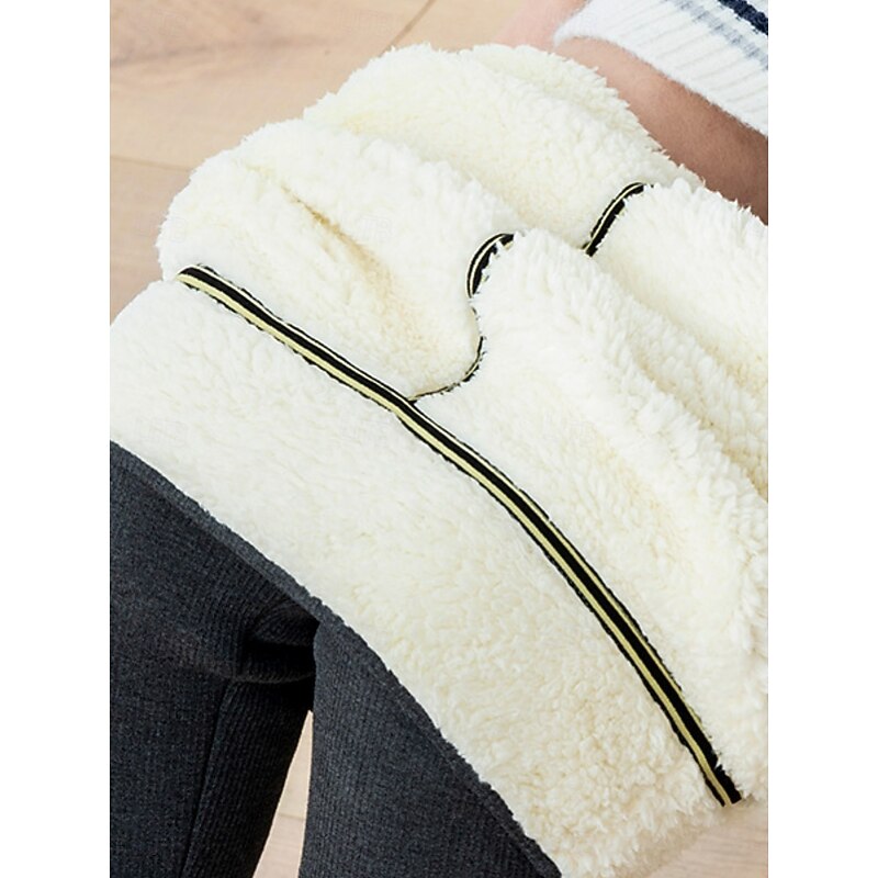 Women's Fleece Pants Leggings Fashion Streetwear Basic Full Length High Waist Plain High Cut Comfy Soft Comfortable Stretchy Home Daily Dark Grey Black Gray Fall Winter Slim Fit2