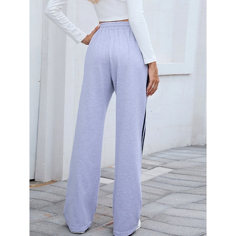 Women's Sweatpants Wide Leg Chinos Fashion Streetwear Casual Full Length High Waist Plain Elastic Waistband Comfy Soft Comfortable Micro-elastic Outdoor Street Athleisure Navy-blue Black White Gray4