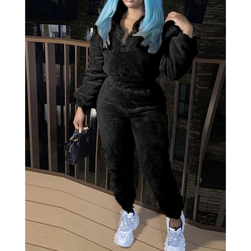 Women's Fashion Streetwear Pants Sets Bolero Top Long Sleeve Crew Neck Solid Color Outdoor Work Casual Black White Pink Fall Regular Fit4