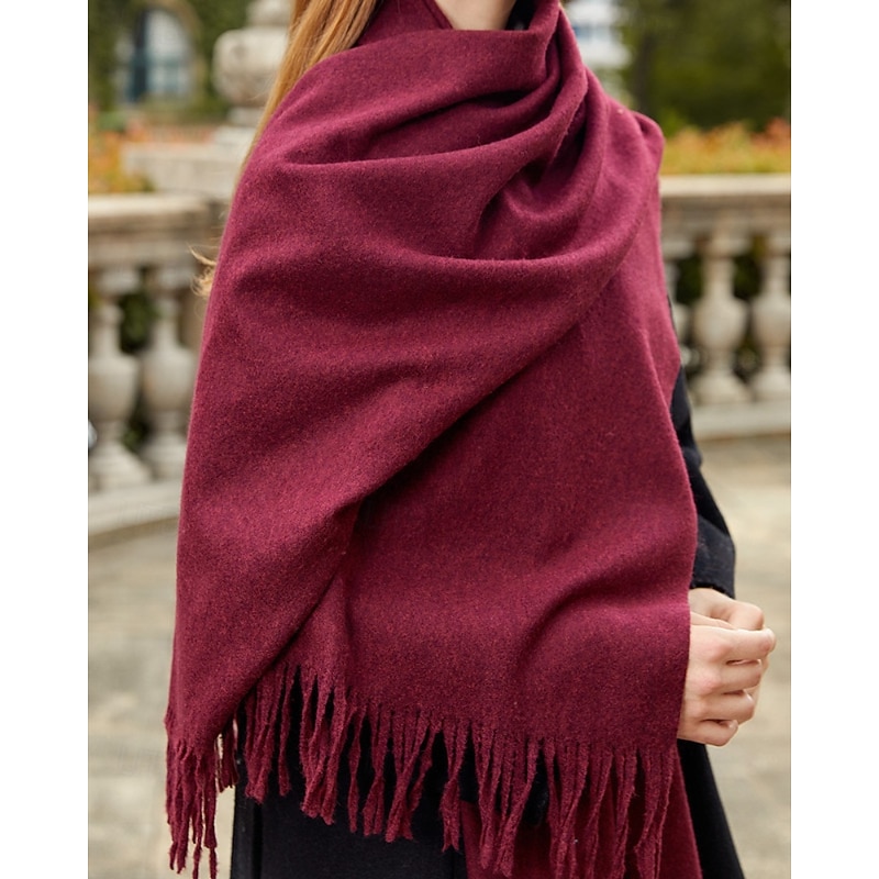 Women's Rectangle Scarf Infinity Scarf Street Holiday Beige Red Purple Scarf Pure Color