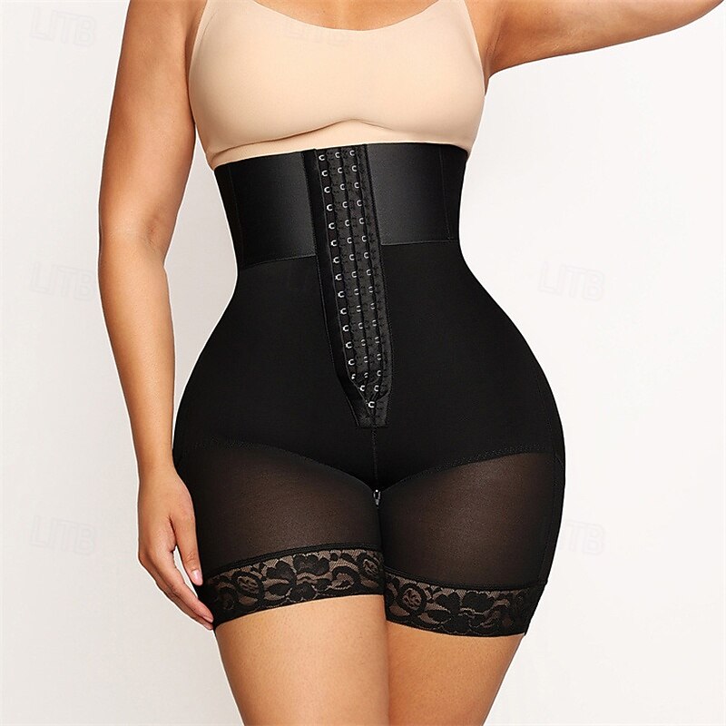 Women Plain Butt Lifting Breathable Tummy Control Lace Body Shaper For Gym Exercise & Fitness2