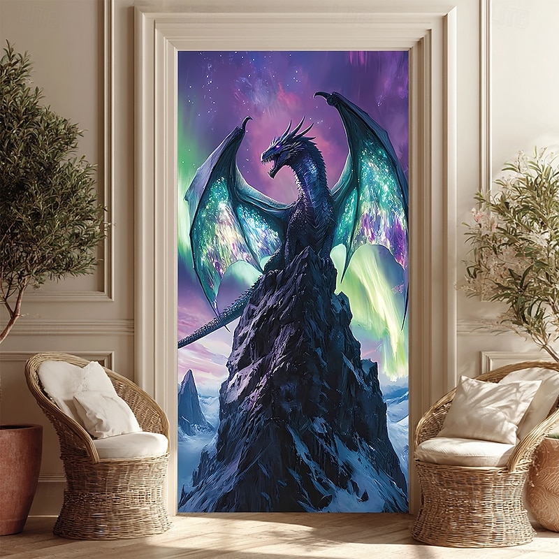 Tapestry Door Cover Outdoor Banners Dragon 3D Fantasy Aesthetic Bedroom Living Room Dorm Teens Room College Dorm Guys Man Cave Frat Bedroom Home Decor3