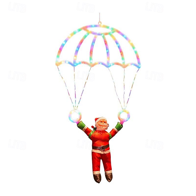 1 Pc 70 * 40CM Christmas Santa Claus Doll LED Luminous Parachute Decorative Light Indoor and Outdoor Party Decorative Light USB Powered Remote Control3