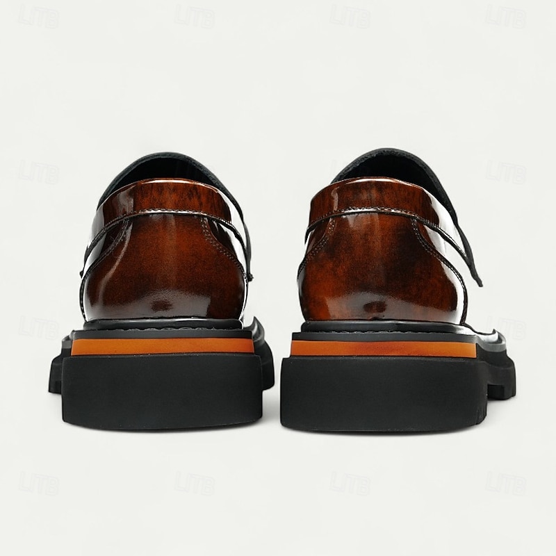 Men's Brown Genuine Leather Penny Loafers – Elegant Slip-On Dress Shoes for Office, Weddings and Formal Events3