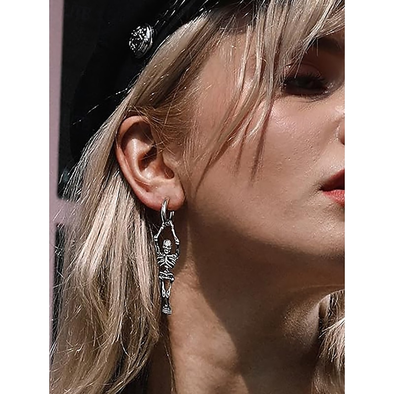 Women's Halloween Skeleton Dangle Earrings – Gothic Punk Alloy Drop Earrings for Party, Cosplay and Costume Jewelry3