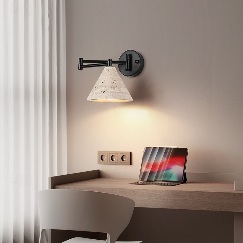 Swing Arm Sintered Stone Beige Wall Light2