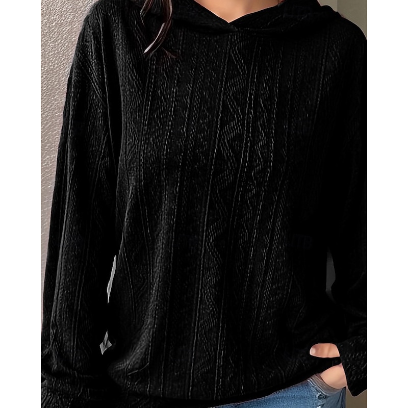 Women's Pullover Hoodie Sweatshirt Plain Casual Long Sleeve Hooded Regular Tops Street Dailywear Patchwork Black Brown Gray Fall Winter3