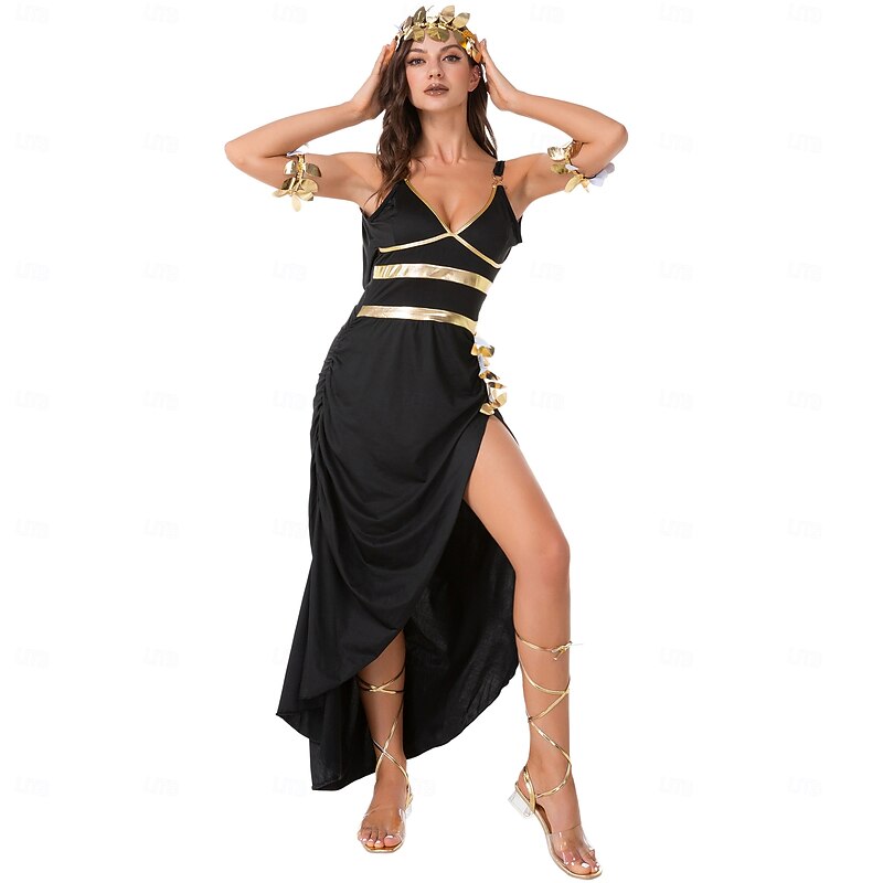 Ancient Egypt egyptian Dress Fancy Costume Cleopatra Goddess Fancy Dress Women's Fantasy Halloween Carnival Performance Adults Dress Headwear Wristlet