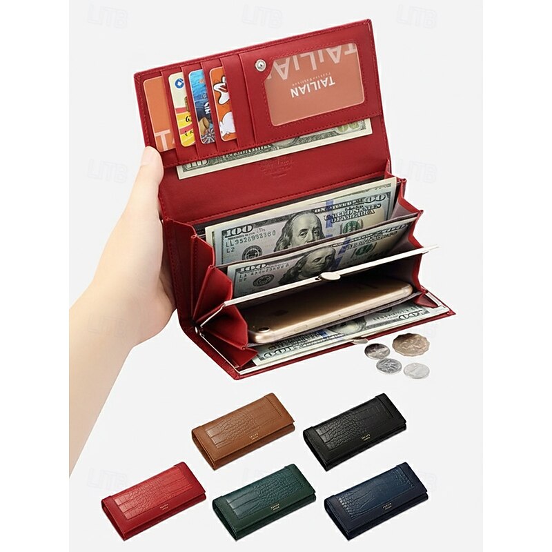 Women's Crocodile Pattern Faux Leather Long Wallet with Multiple Card Slots, Elegant Clutch Purse for Daily Use and Formal Occasions