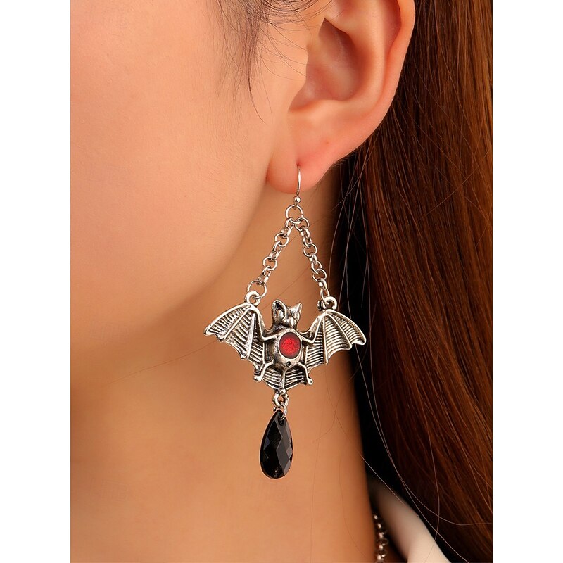 Women's Halloween Bat Jewelry Set with Necklace and Dangle Earrings, Gothic Vampire Style Costume Accessories for Parties and Nightlife3