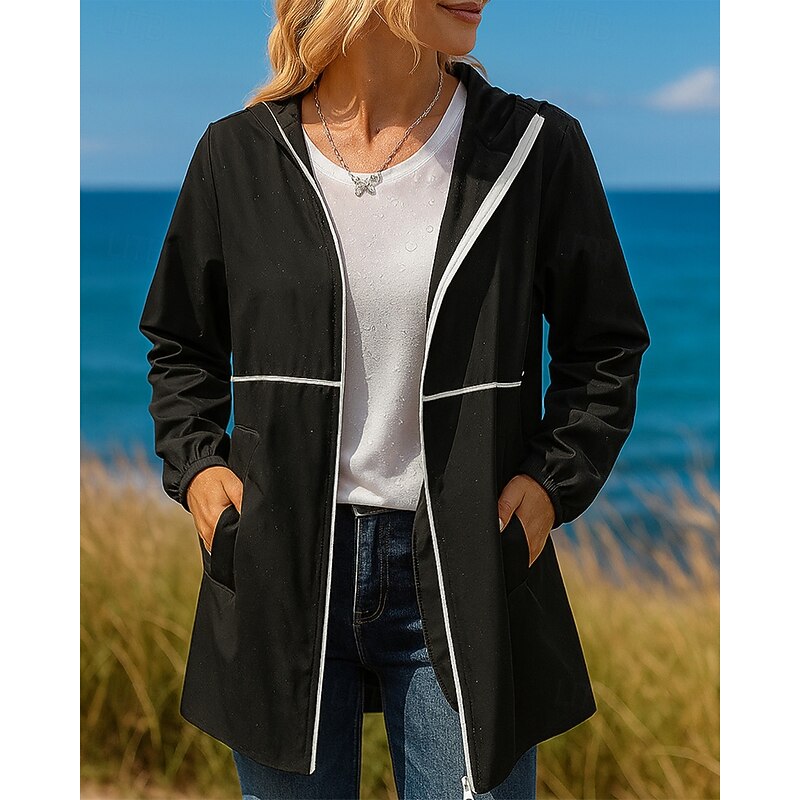 Women's Softshell Jacket Hiking Jacket Lightweight Jacket Outdoor Waterproof Hiking Outfits Hiking Clothes Autumn / Fall Top Camping / Hiking / Caving Running Solid Color Black Yellow Pink