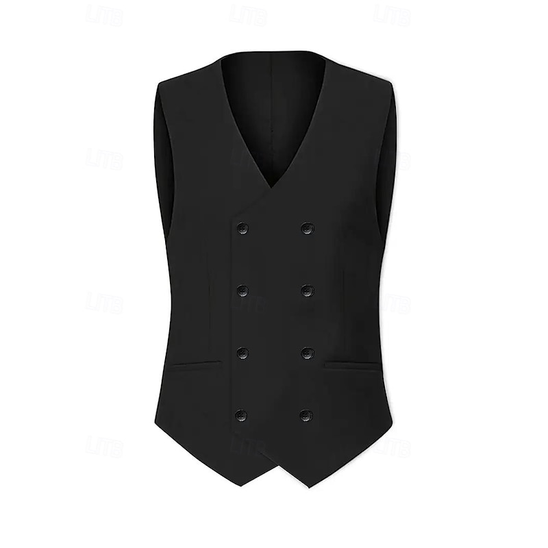 Men's Wedding Casual Party Suits Peaked Lapel Black Dark Blue Formal Solid Colored Tailored Fit 3 Piece Single Breasted Two-buttons4