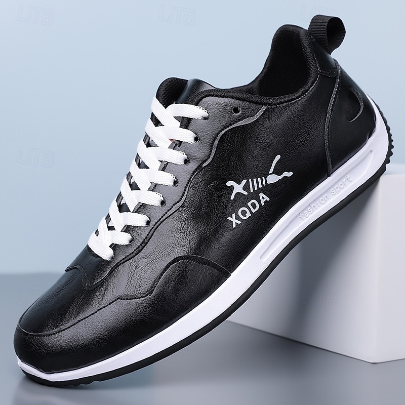 Men's Brown Faux Leather Casual Sneakers – Lightweight Lace-Up Sport Shoes for Walking, Travel and Everyday Wear2