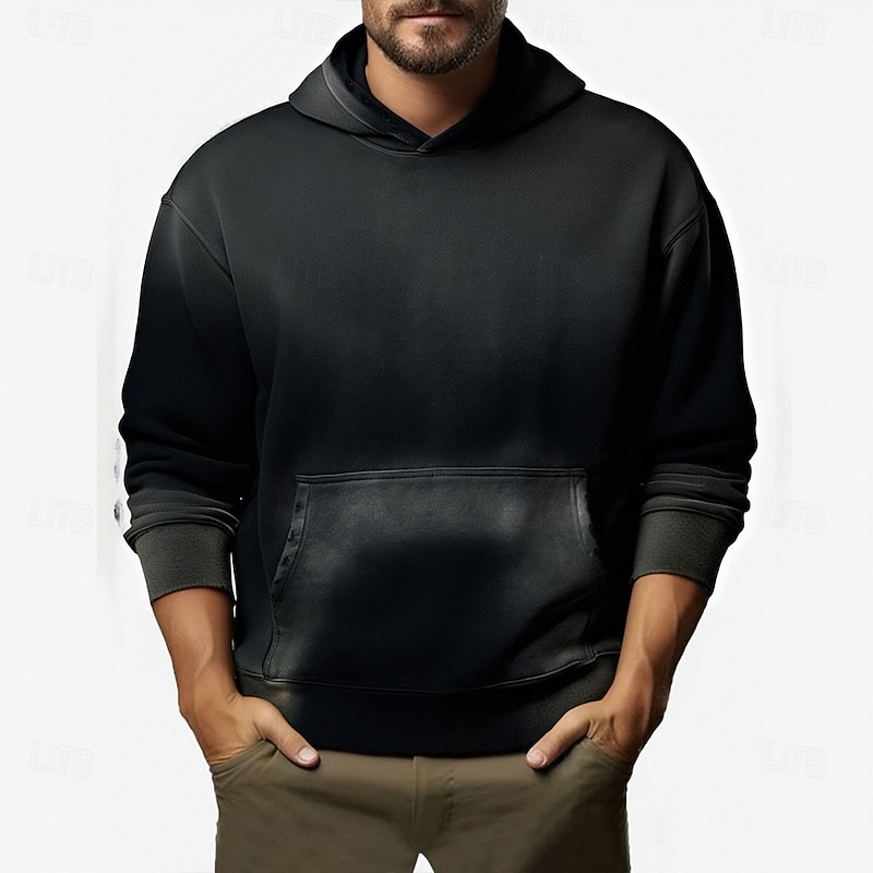 Men's Shading Fashion Streetwear Hooded Going out Black Pink Pocket Print Spring Fall Designer3