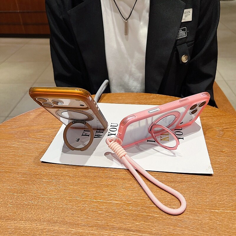 Phone Case For iPhone 17 Pro Max 17 Air 16 15 14 Pro Max Plus 13 Pro Max Back Cover with Lanyard Support Wireless Charging Kickstand Retro TPU Acrylic2