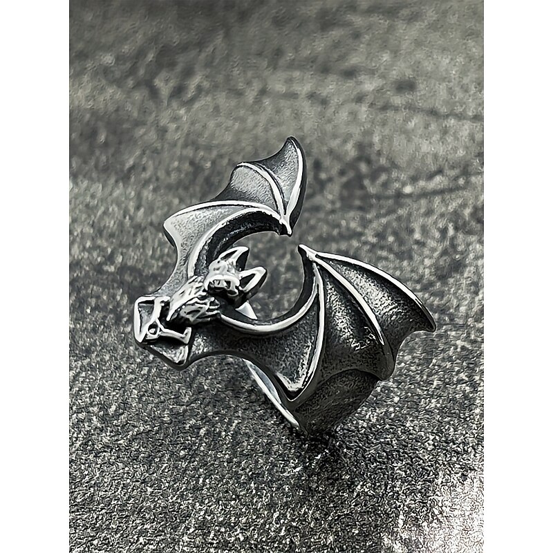 Men's Halloween Stainless Steel Bat Ring – Gothic Punk Vampire Jewelry for Parties, Concerts and Festivals3